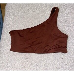 Ryderwear brown one shoulder sports bra